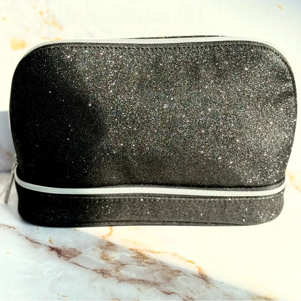 Lancôme Sparkly Clutch Makeup Bag - Black Glittery Toiletry Kit